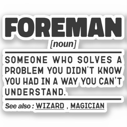 フォアマン名詞定義プロフェッショナル父おもしろい シール (正面)