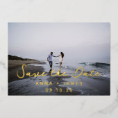 フォイルお洒落フォトセーブ・ザ・デート案内 箔招待状 (正面)