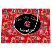 フォイルかわいらしスタックダブルハート棒つきキャンデー ラージペーパーバッグ (正面)