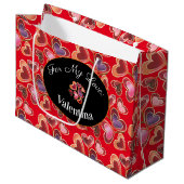 フォイルかわいらしスタックダブルハート棒つきキャンデー ラージペーパーバッグ (正面アングル)