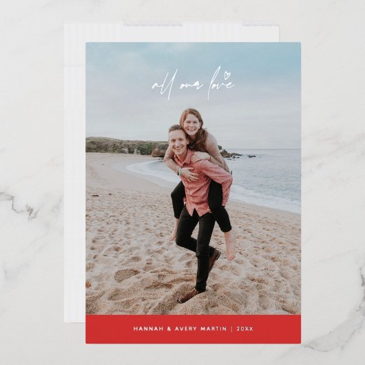 フォイルすべての愛バレンタインデーのカード – 赤 箔招待状 (封筒)