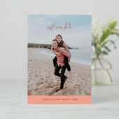 フォイルすべての愛バレンタインデーカード – ピーチ 箔招待状 (立ち正面)