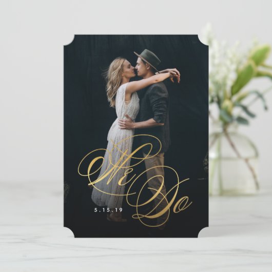 フォイルでフォト結婚式招待状をフェイク行う 招待状 (スタンド正面)