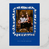 フォイルに包まれたベリーが写真カードのフレームを形成している 箔シーズンカード (正面)