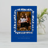 フォイルに包まれたベリーが写真カードのフレームを形成している 箔シーズンカード (立ち正面)