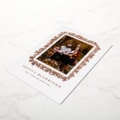 フォイルに包まれたベリーが写真カードのフレームを形成している 箔シーズンカード (回転した状態)