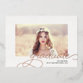 フォイルのスクリプトフレーム |写真卒業のお知らせ 箔招待状 (正面)