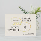 フォイルのスワッシュ日付カードを保存 箔招待状 (立ち正面)