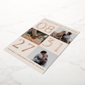 フォイルはっきりした日付トリプル写真日付カードを保存 箔招待状 (回転した状態)