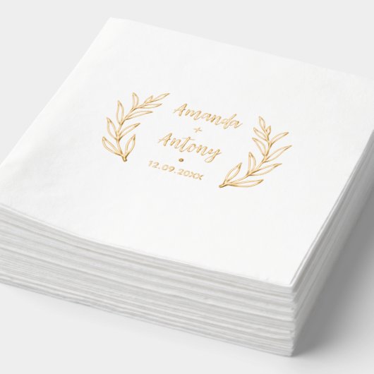 フォイルはレトロなフローラスタイルで刻印されたナプキン。 箔ナプキン (詳細)