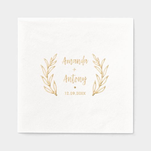 フォイルはレトロなフローラスタイルで刻印されたナプキン。 箔ナプキン (正面)