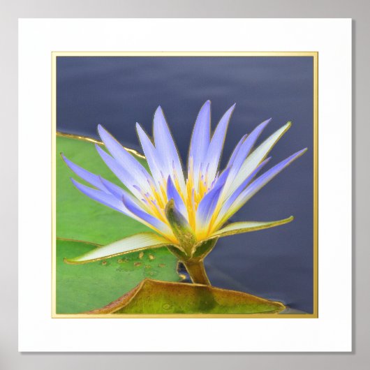 フォイルアクセントイエロー&ラベンダーウォーターリリープリント 箔ポスター (正面)