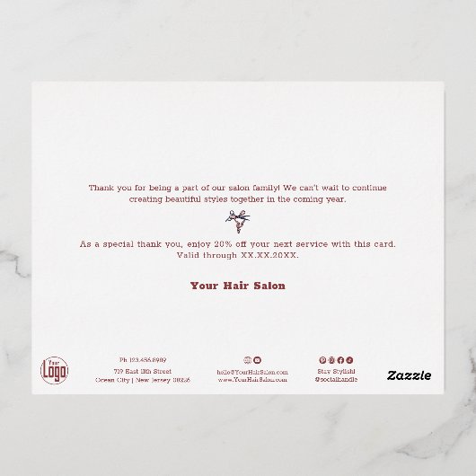 フォイルアクセント静かズスターリーナイトホリデーカード 箔シーズンポストカード (裏面)