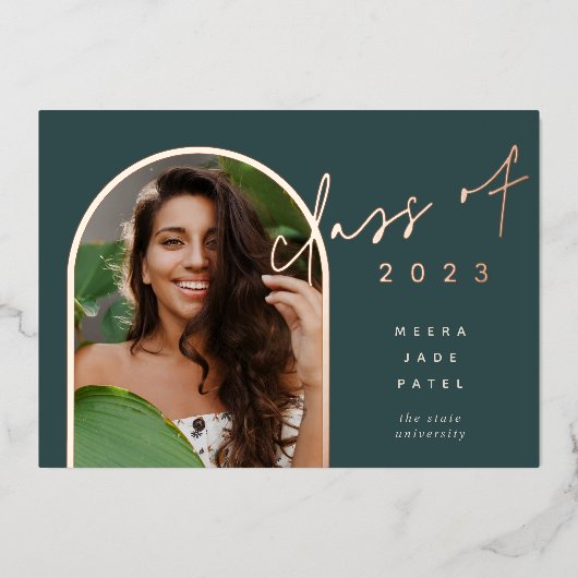 フォイルアーチ |写真卒業のお知らせ 箔招待状 (正面)