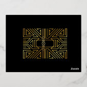 フォイルアールデコモダンブラック結婚式招待状 箔招待状ポストカード (裏面)