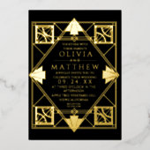 フォイルアールデコモダンブラック結婚式招待状 箔招待状 (正面)