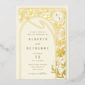 フォイルアールヌーボーアーチフォイル招待状 箔招待状 (正面)