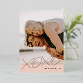 フォイルインクックXOXOバレンタインデイカード – ピーチ 箔シーズンカード (立ち正面)