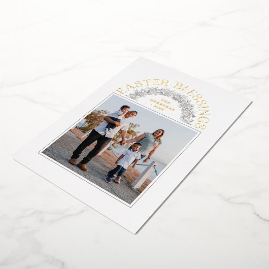 フォイルイースター恵みリースアーチフォトカード 箔シーズンカード (回転した状態)