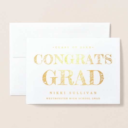 フォイルエレガントおめでとうグラード個人写真 箔カード (封筒付き正面)