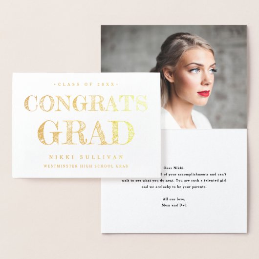 フォイルエレガントおめでとうグラード個人写真 箔カード (ディスプレー)