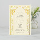 フォイルエレガントアールヌーボーアーチフォイル招待状 箔招待状 (立ち正面)