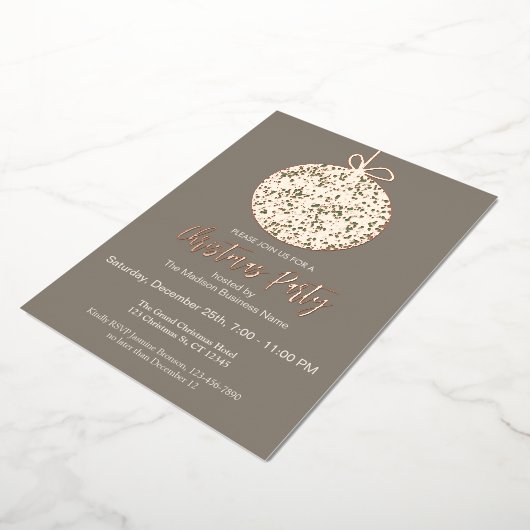 フォイルエレガントオーナメントクリスマパーティの招待状 箔シーズンカード (回転した状態)