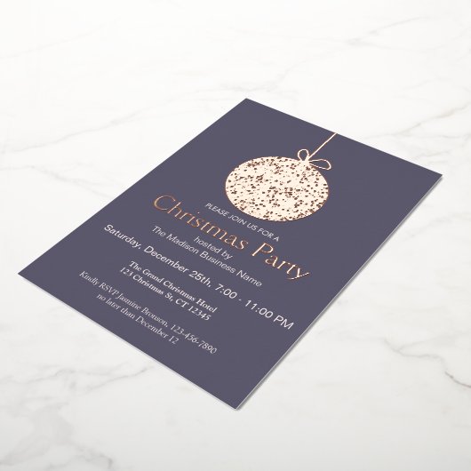 フォイルエレガントオーナメントクリスマパーティの招待状 箔シーズンカード (回転した状態)