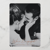 フォイルエレガントスクリプト婚約写真の発表 箔招待状 (正面)