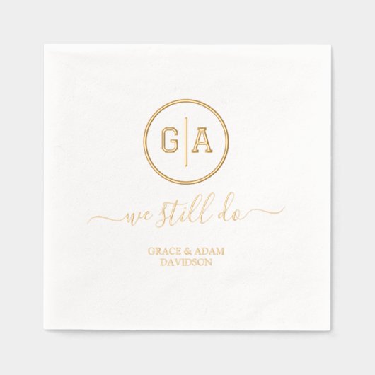 フォイルエレガントデバイダ結婚モノグラムの我々はまだ行う 箔ナプキン (正面)