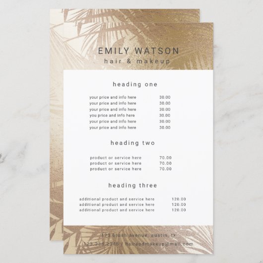 フォイルエレガントフェイク金ゴールドサロン価格表 (正面/裏面)