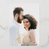 フォイルエレガントフォトスクリプト水彩植物学 箔招待状 (正面)