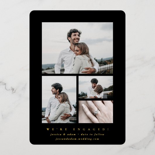 フォイルエレガントフォト数々の婚約の発表 箔招待状 (正面)