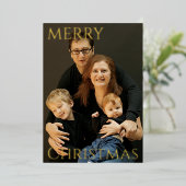 フォイルエレガント付きフォトクリスマスカー実在ド 箔シーズンカード (立ち正面)