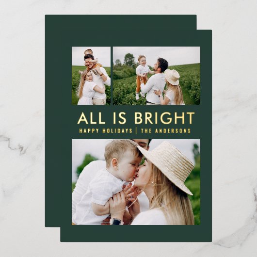 フォイルエレガント3モダンフォイル・ホリデー・カード 箔シーズンカード (正面/裏面)