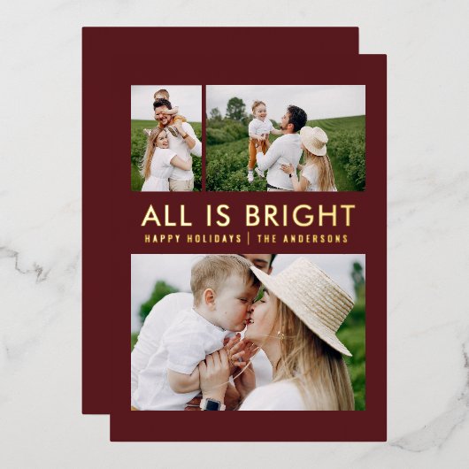 フォイルエレガント3モダンフォイル・ホリデー・カード 箔シーズンカード (正面/裏面)