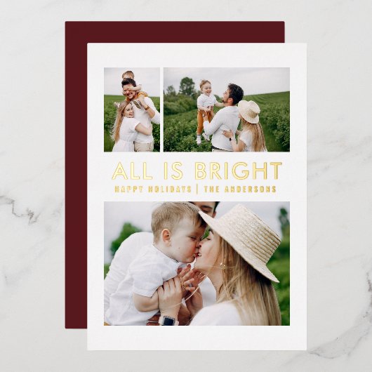 フォイルエレガント3モダンフォイル・ホリデー・カード 箔シーズンカード (正面/裏面)