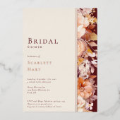 フォイルオータムフローラブルゴーニュモダンブライダルシャワー 箔招待状 (正面)