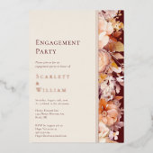 フォイルオータムブルガンディクリームモダン婚約パーティ 箔招待状 (正面)