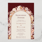 フォイルオータムブルゴーニュ結婚ーアーチのリハーサルディナー 箔招待状 (正面)