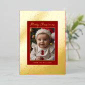フォイルカスタムベビー初めてのクリスマスカードホリデーラックス 箔シーズンカード (立ち正面)