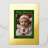 フォイルカスタムベビー初めてのクリスマスカードホリデーラックス 箔シーズンカード (正面)