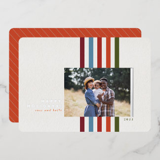 フォイルカラフルホリデーカード付き垂直リボン 箔シーズンカード