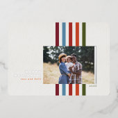 フォイルカラフルホリデーカード付き垂直リボン 箔シーズンカード (正面)