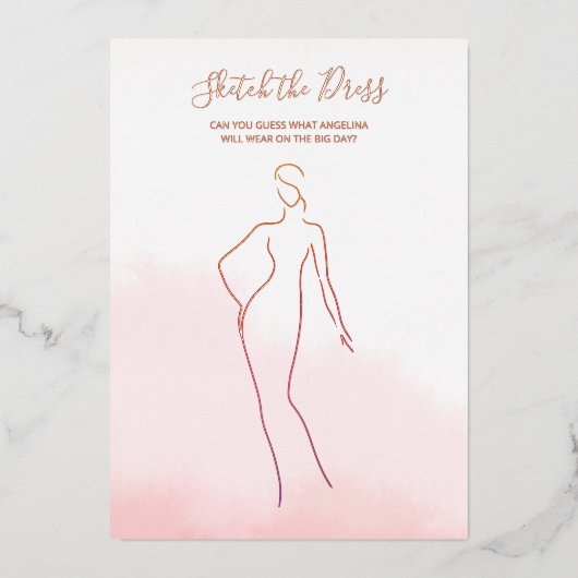 フォイルカードゲームブライダルシャワー。 箔招待状 (正面)