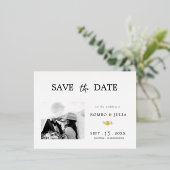 フォイルギルデロマンシンプルティックなブラックフォト&ホワイトフォト 箔シーズンポストカード (立ち正面)