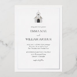 フォイルクラシック教会結婚式招待状 箔招待状