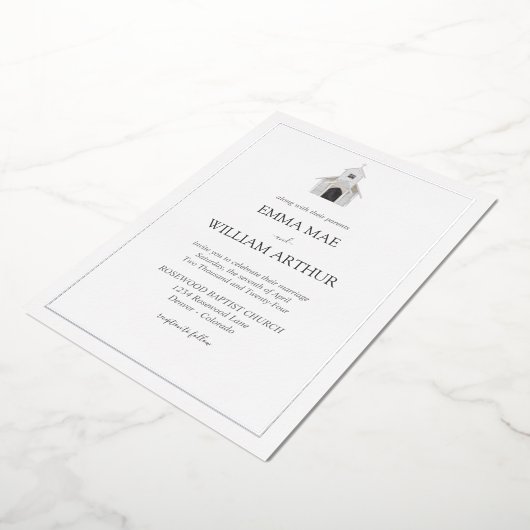 フォイルクラシック教会結婚式招待状 箔招待状 (回転した状態)