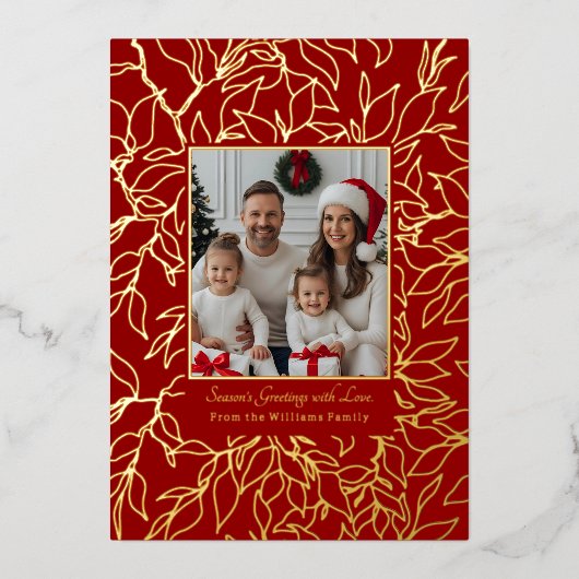 フォイルクリスマスカードテンプレートファミリー2枚の写真 箔シーズンカード (正面)