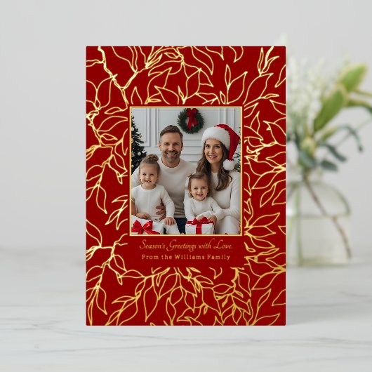 フォイルクリスマスカードテンプレートファミリー2枚の写真 箔シーズンカード (立ち正面)